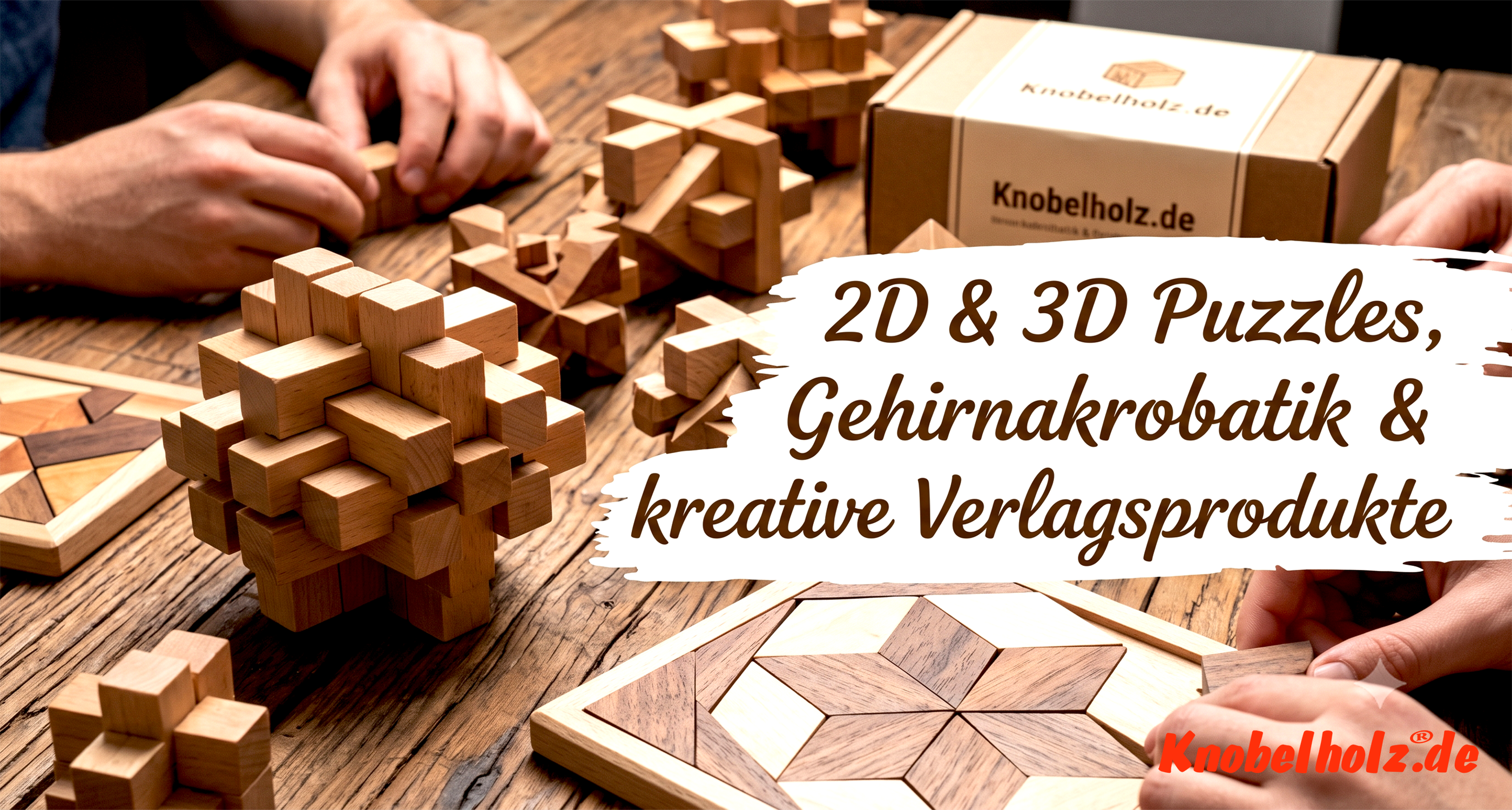 2D und 2D Holzpuzzle und Knobelspiele aus Holz von und für creative Köpfe [🤖 KI-generiert/bearbeitet | Quelle: Erstellt mit Gemini]
